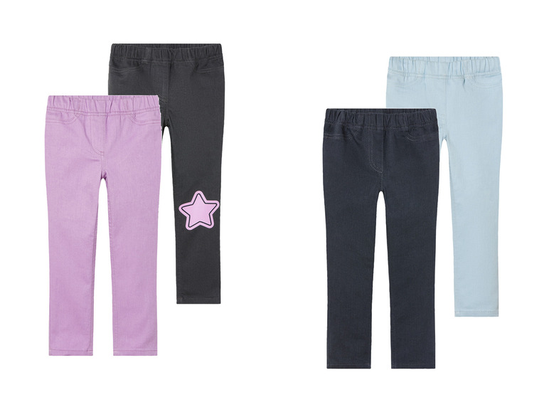 Drie paar meisjes leggings in roze, grijs en lichtblauw