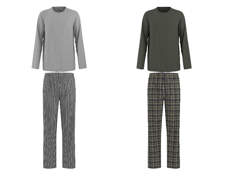 Herenpyjama's met lange mouwen, met gestreepte en geruite broeken.