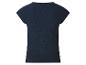 Donkerblauwe dames top met korte mouwen en gestructureerde stof, achterkant
