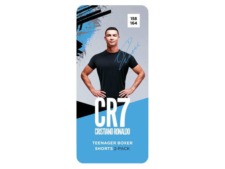 Verpakking van tiener boxershorts 2-pack met afbeelding van Cristiano Ronaldo en CR7-logo.