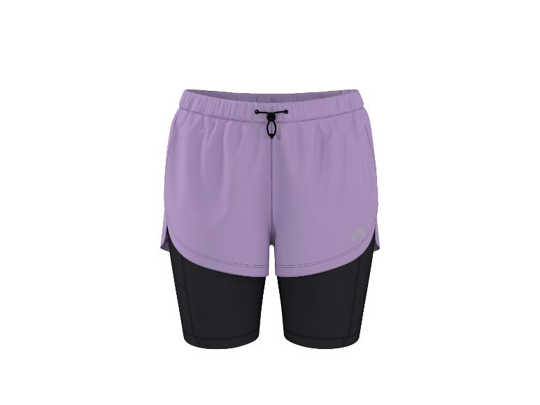 Paarse en zwarte gelaagde sportshorts met trekkoord