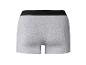 Grijze herenboxershort met zwarte tailleband, achterkant.