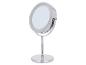 Ronde chromen make-upspiegel met LED-verlichting en stabiele voet