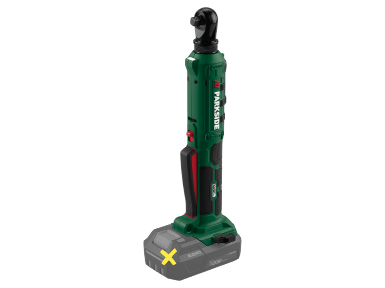 Accu-ratelsleutel met een groene behuizing en een grijze accupack