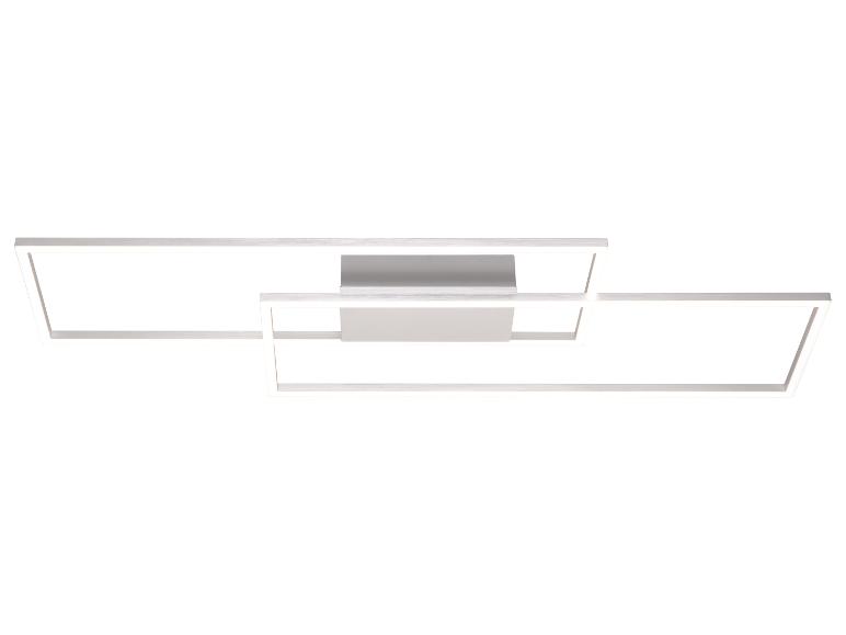 Moderne plafondlamp met twee rechthoekige LED-frames in wit.