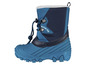 Blauwe winterschoenen met 'Winter Fun' opschrift.