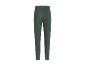 Achteraanzicht van een groene joggingbroek met elastische tailleband en boorden