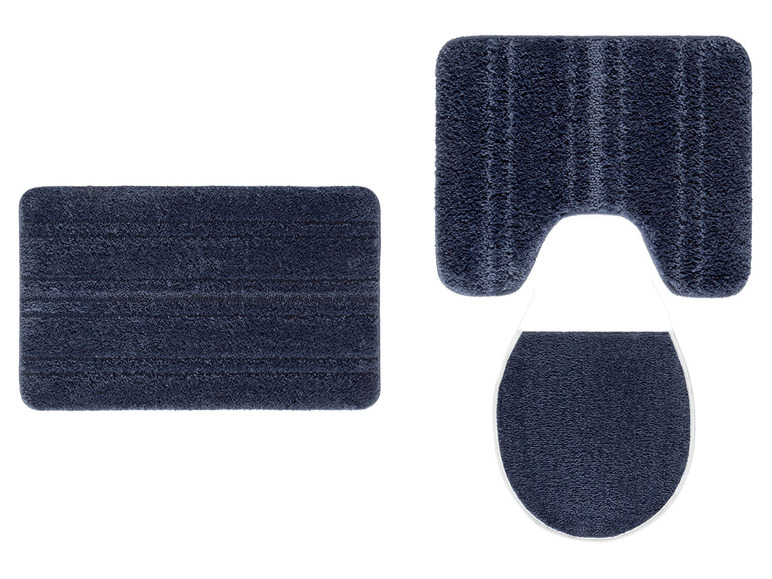 Badkamermatset met badmat, toiletbrilmat en toiletdeksel.