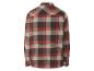Flanellen overhemd met rood, bruin en beige ruitjes.
