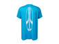 Een blauwe t-shirt met een witte surfplank erop.
