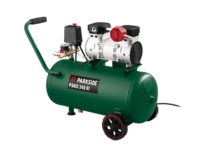 PARKSIDE PSKO 248 B1 luchtcompressor met groene tank en zwarte wielen