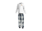 Grijze pyjamatop met lange mouwen met 'Cookies for Breakfast' tekst en geruite pyjamabroek.