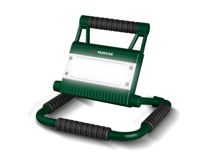 Groene Parkside werklamp met handgrepen