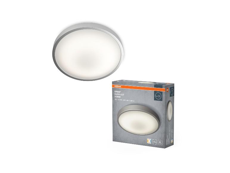 Ronde plafondlamp met verpakking die dezelfde lamp toont