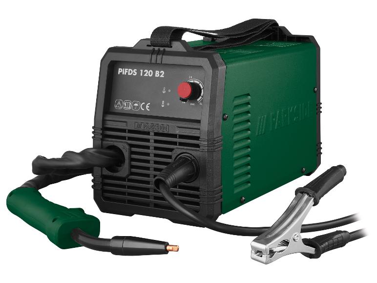 Parkside PIFDS 120 B2 lasapparaat: machine, kabels en klemmen.