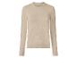 Beige trui met lange mouwen en ronde hals.