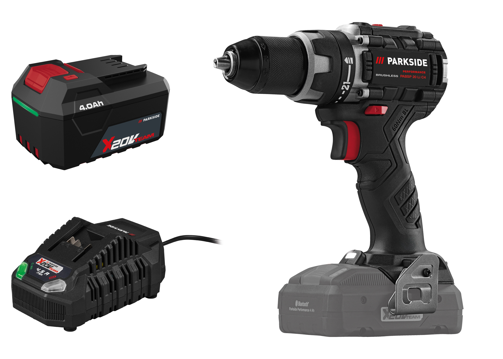 PARKSIDE PERFORMANCE Accu-schroefboormachine 20 V 60 Nm, met accu 4 Ah en snellader 4,5 A