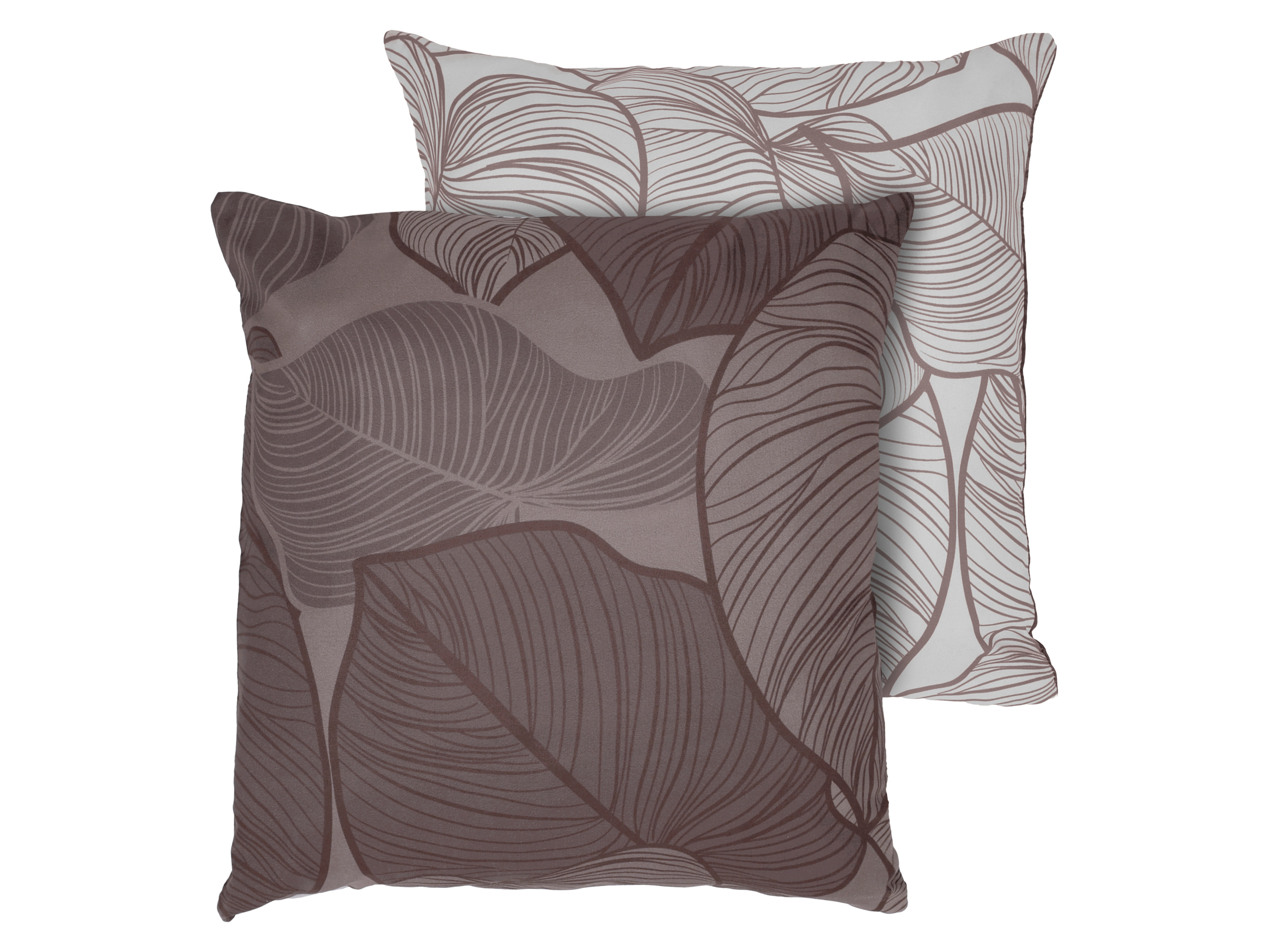 LIVARNO Microvezel-satijnen kussenslopen / microvezel-satijnen omkeerbare kussenslopen, 50 x 60 cm, 2 stuks (Bladeren/bruin)