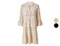 Damesjurk met etnische print in beige en witte tinten, 3/4 mouwen en V-hals.