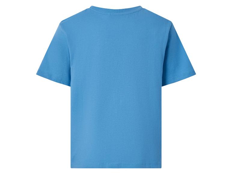 Hemelsblauw basic T-shirt met korte mouwen, achterkant