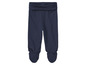 Blauwe babybroek met voetjes.