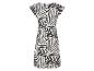 Midi jurk met zwart-wit zebraprint.