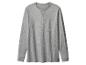 Grijs T-shirt met lange mouwen, ronde hals en decoratieve stiksels.