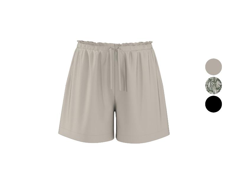 Beige shorts met ruches taille en trekkoord, verkrijgbaar in effen, patroon en zwart.