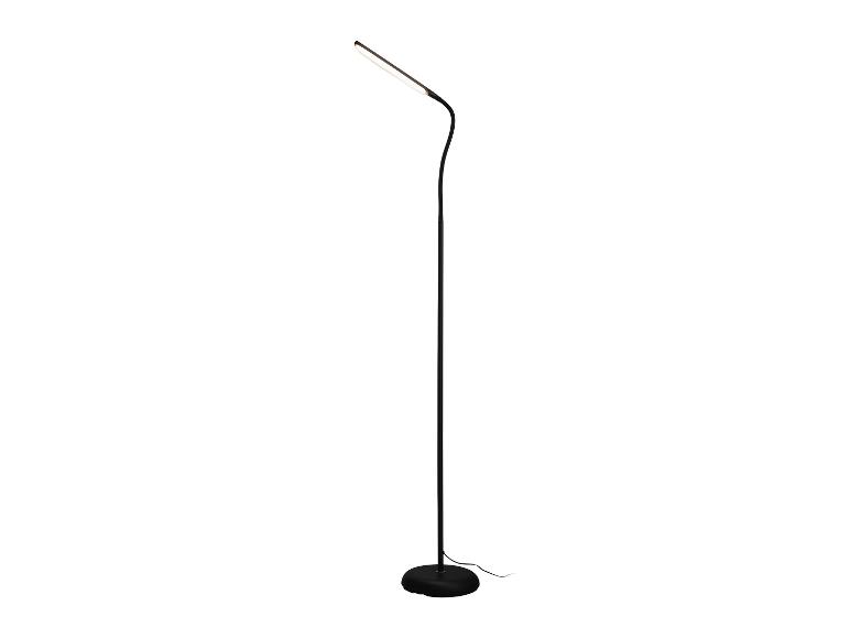Zwarte LED vloerlamp met flexibele kop en ronde voet