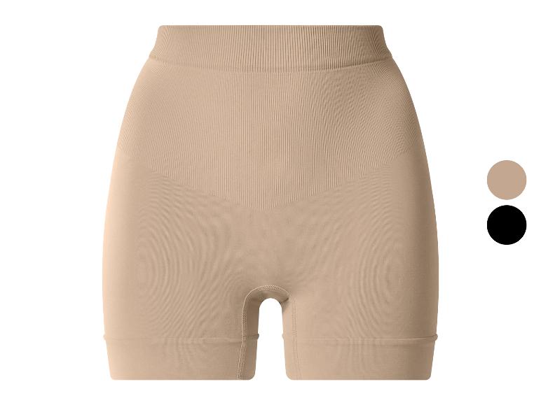 Dames high-waist corrigerende shorts in beige met geribbelde details.