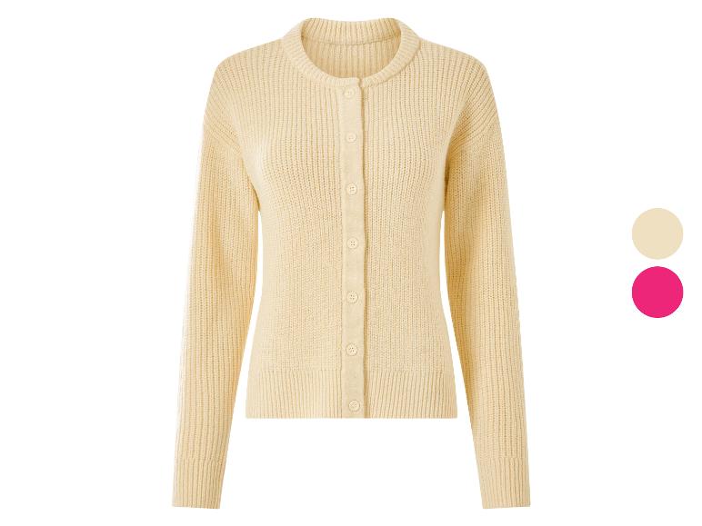 Dames beige gebreid vest met knopen en twee kleurstaaltjes