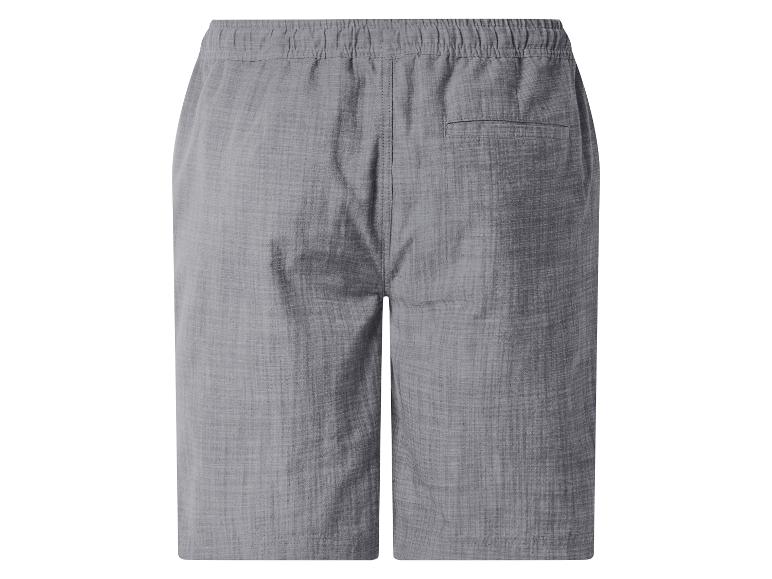 Grijze shorts met elastische tailleband en achterzak, achteraanzicht