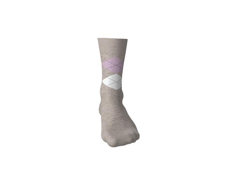 Beige argyle sok met roze en witte ruiten