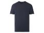 Donkerblauw heren T-shirt met borstzak, gepresenteerd op een witte achtergrond.