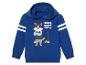 Blauwe hoodie voor kinderen met een wasbeer en step print.