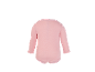 Roze babyromper met lange mouwen, achteraanzicht.
