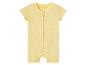 Geel gestreept babypak met rits.