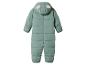 Mintgroene gewatteerde baby romper met capuchon en pluizige oren.