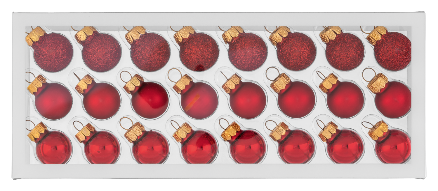 LIVARNO Glazen kerstballen, set van 10 of 24 (2 cm, Rood)