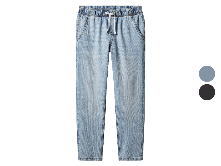 Stoere jeans met trekkoord, verkrijgbaar in grijs en zwart.