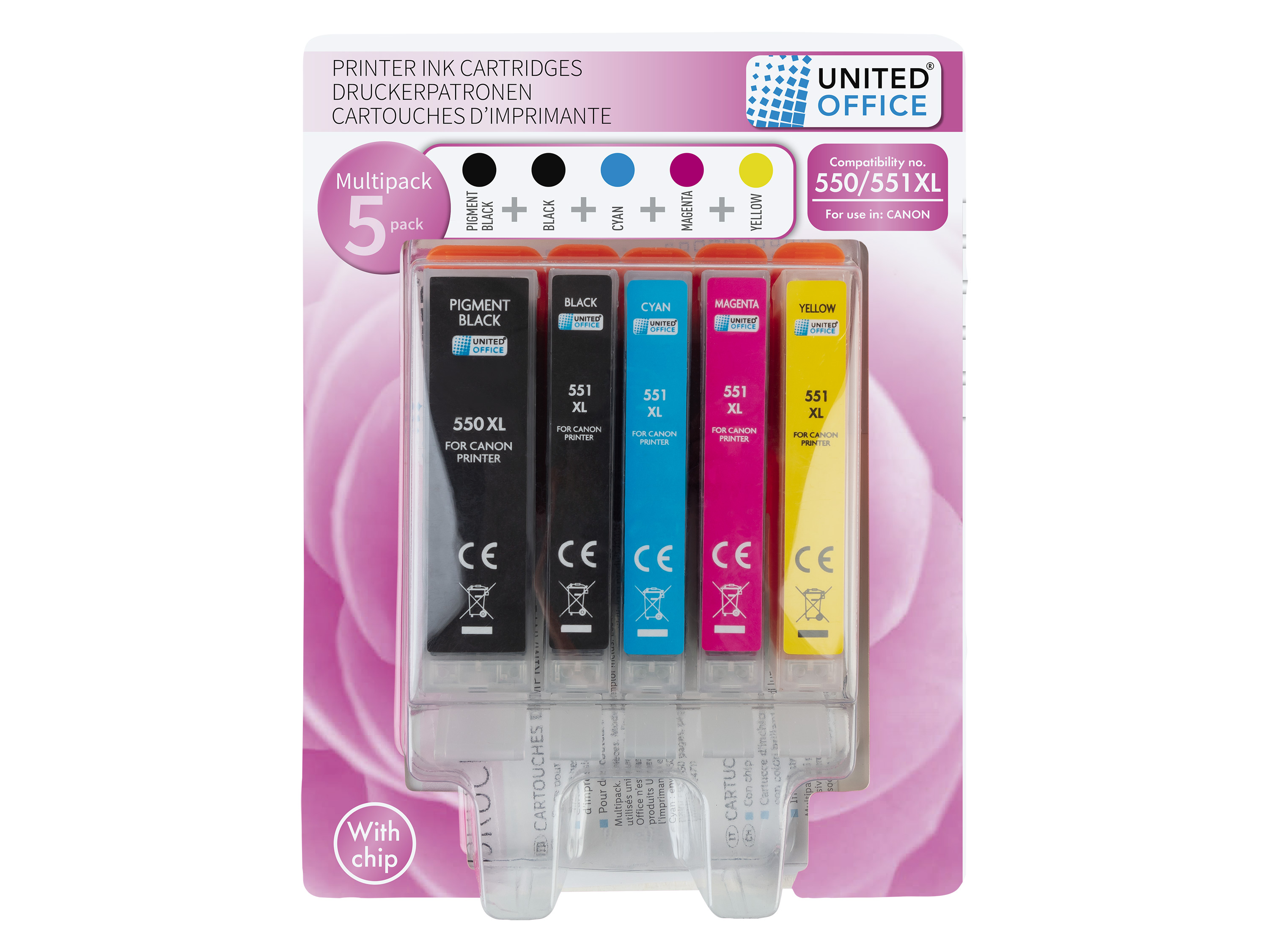 UNITED OFFICE Printcartridges, 5 stuks, Canon (550/551XL (5-pack))
