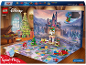 Adventskalender voor kinderen met speelgoed en een spelbord in sprookjeskasteelthema.