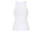 Een wit, geribbeld tanktop.