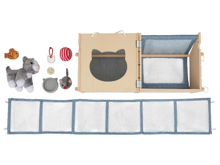 Houten kattenspeelset met speelgoed en accessoires