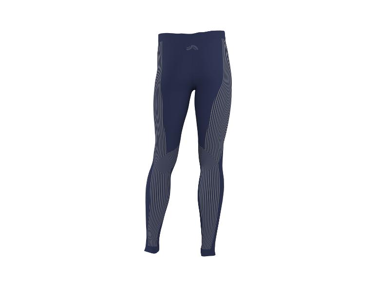 Donkerblauwe legging met grijze strepen en logo