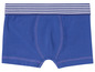 Blauwe boxershorts met een gestreepte tailleband.
