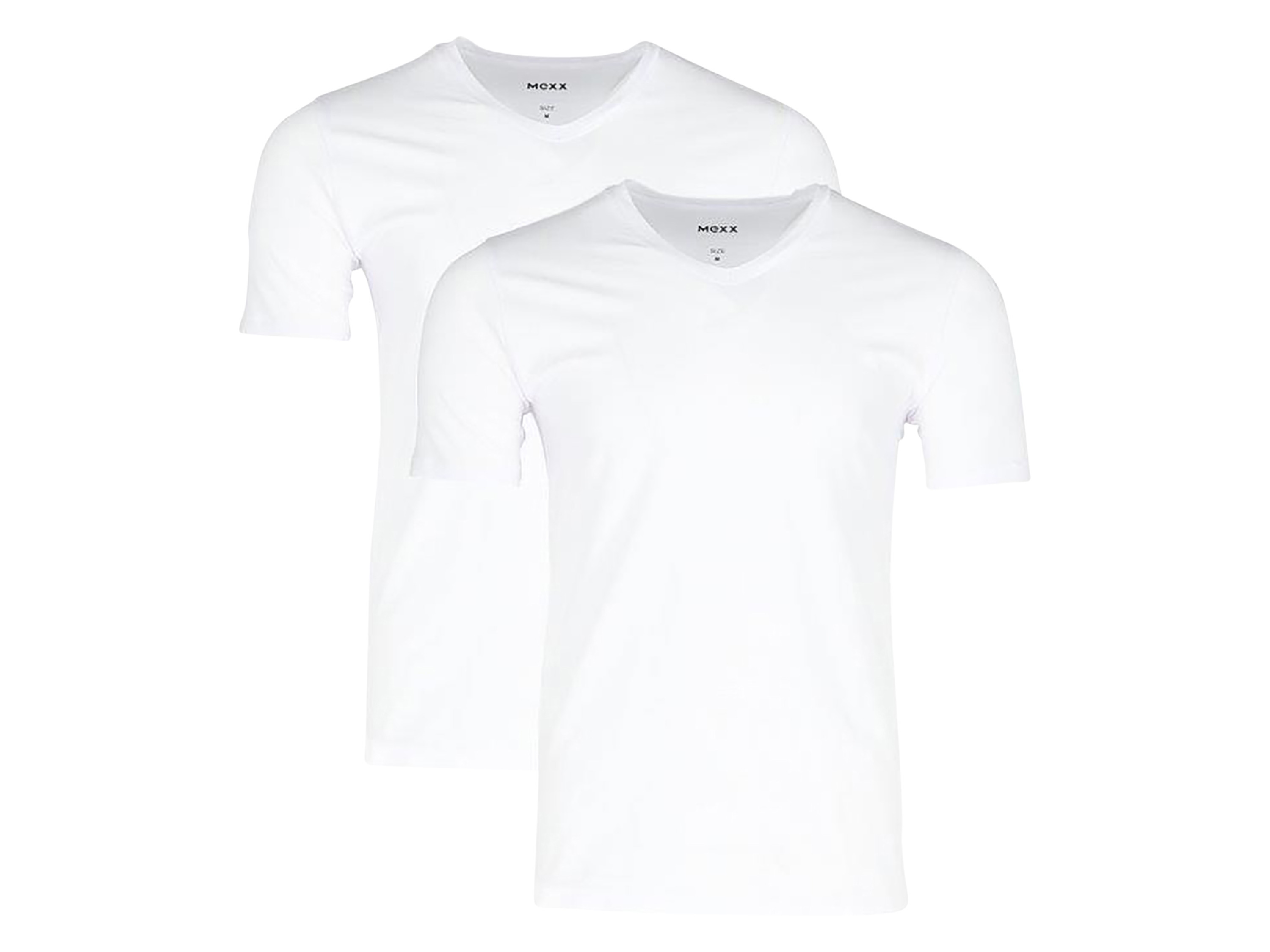 MEXX Set van 2 heren T-shirts (V-hals, wit, XXL)