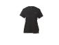 Zwart sport T-shirt met korte mouwen en een klein paars logo op de borst.