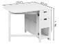 Witte opklapbare tafel met lades, 92x80x74 cm.