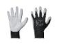 Paar witte en zwarte Parkside werkhandschoenen met gedrukte details